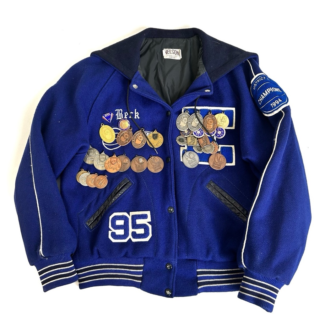 Vintage 90s Letterman Varsity Jacket Emmett HS Huskies Idaho Boise Metals Wool